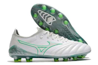 Men's Mizuno Morelia Neo 3 Japan FG Firm Ground Low-Tops Football Boots - White/Green