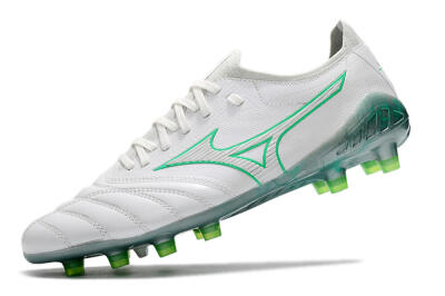 Men's Mizuno Morelia Neo 3 Japan FG Firm Ground Low-Tops Football Boots - White/Green