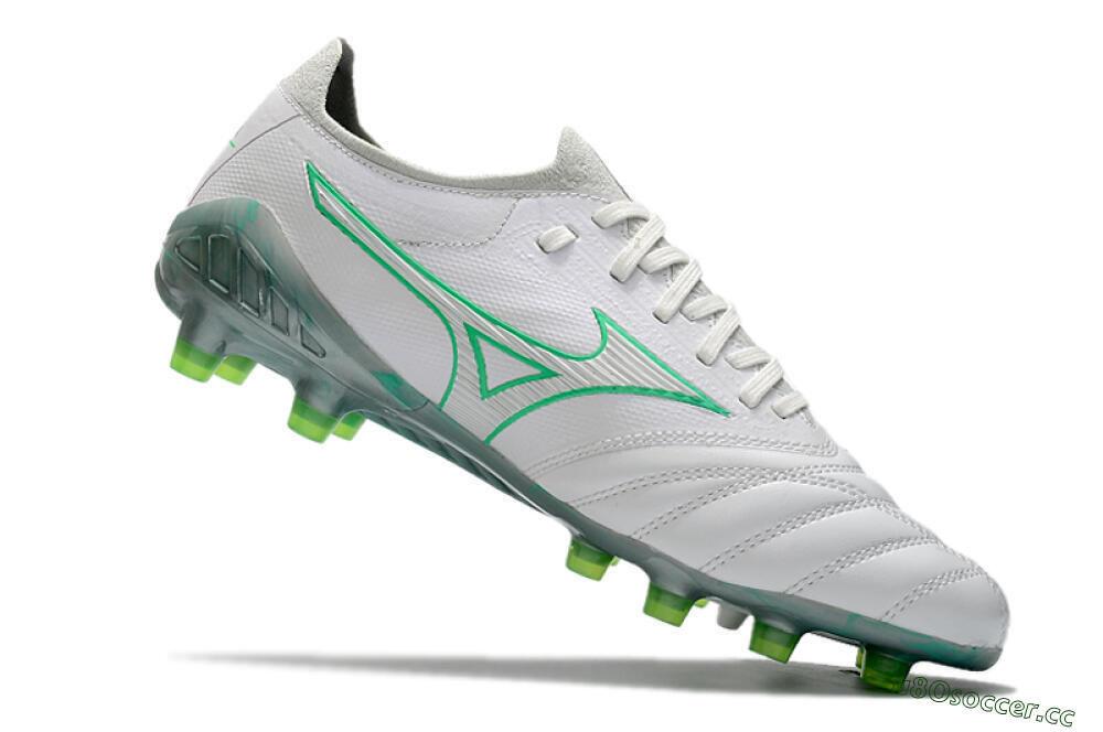 Men's Mizuno Morelia Neo 3 Japan FG Firm Ground Low-Tops Football Boots - White/Green 5