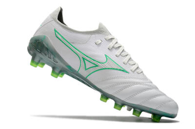 Men's Mizuno Morelia Neo 3 Japan FG Firm Ground Low-Tops Football Boots - White/Green