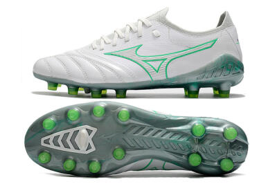 Men's Mizuno Morelia Neo 3 Japan FG Firm Ground Low-Tops Football Boots - White/Green