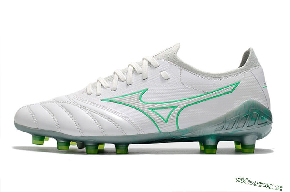 Men's Mizuno Morelia Neo 3 Japan FG Firm Ground Low-Tops Football Boots - White/Green 0