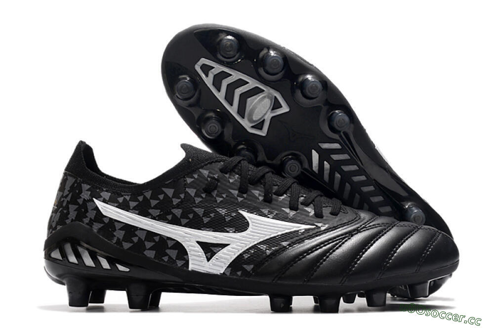 Men's Mizuno Morelia Neo 3 Japan FG Firm Ground Low-Tops Football Boots - Black/White 2