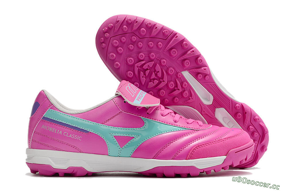 Men's Mizuno Morelia Sala Classic TF Artificial Turf Low-Tops Football Shoes - Pink/Blue 2