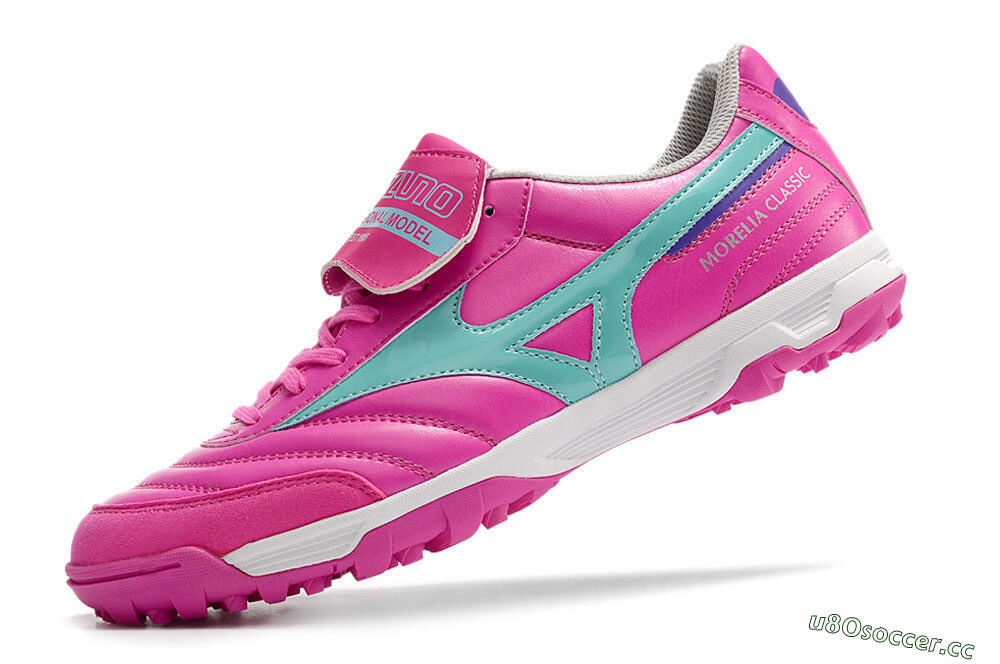 Men's Mizuno Morelia Sala Classic TF Artificial Turf Low-Tops Football Shoes - Pink/Blue 5