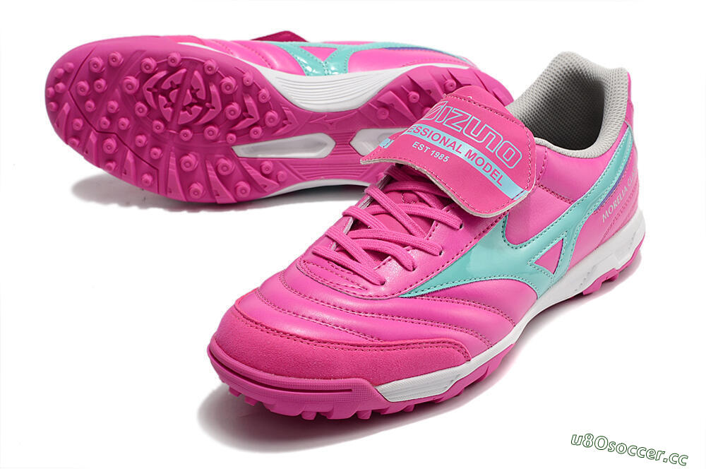 Men's Mizuno Morelia Sala Classic TF Artificial Turf Low-Tops Football Shoes - Pink/Blue 3