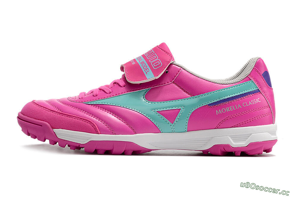 Men's Mizuno Morelia Sala Classic TF Artificial Turf Low-Tops Football Shoes - Pink/Blue 0