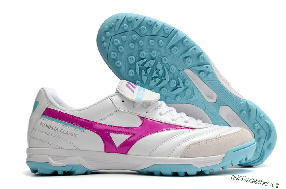Men's Mizuno Morelia Sala Classic TF Artificial Turf Low-Tops Football Shoes - White/Red/Blue 2