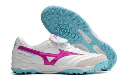 Men's Mizuno Morelia Sala Classic TF Artificial Turf Low-Tops Football Shoes - White/Red/Blue