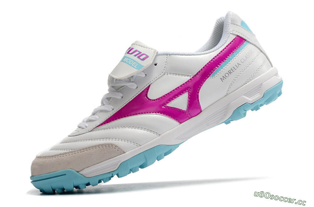 Men's Mizuno Morelia Sala Classic TF Artificial Turf Low-Tops Football Shoes - White/Red/Blue 5