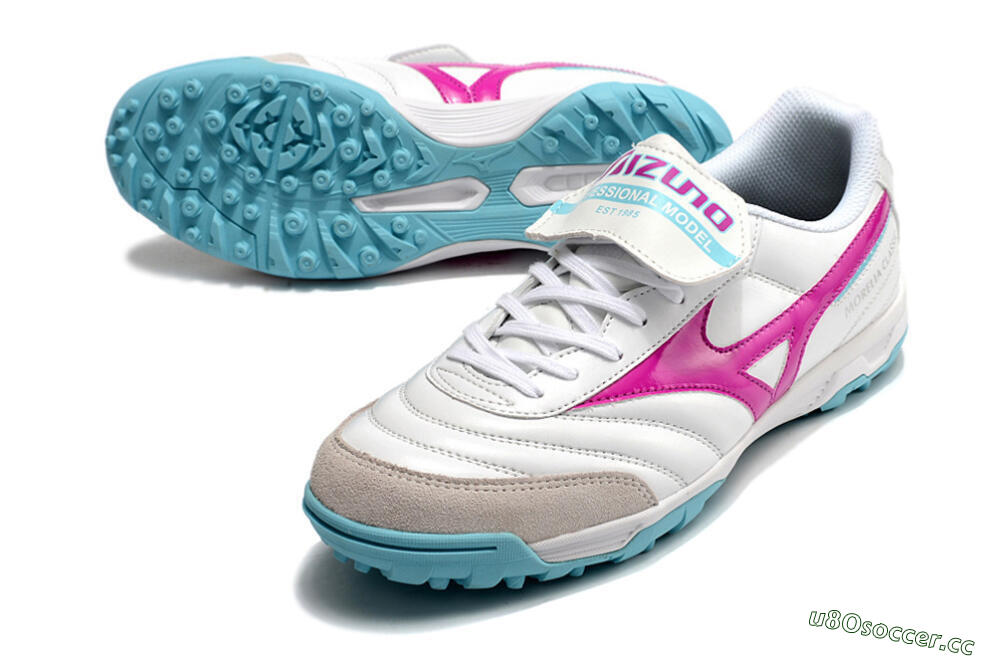 Men's Mizuno Morelia Sala Classic TF Artificial Turf Low-Tops Football Shoes - White/Red/Blue 3