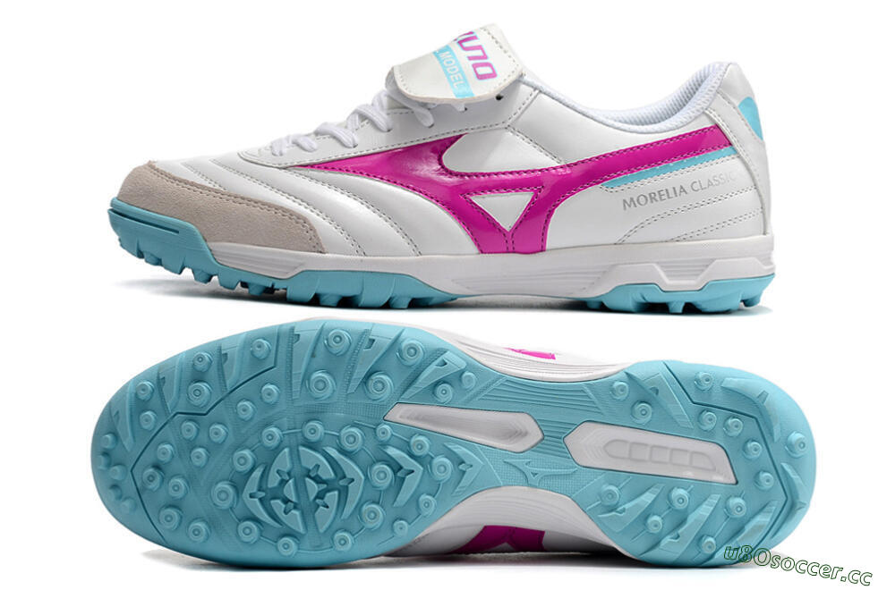 Men's Mizuno Morelia Sala Classic TF Artificial Turf Low-Tops Football Shoes - White/Red/Blue 1