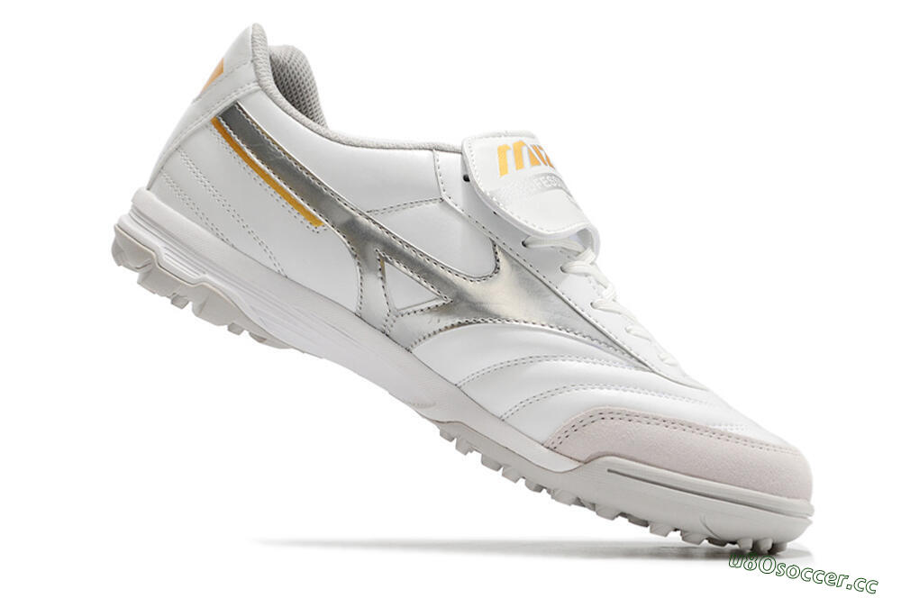 Men's Mizuno Morelia Sala Classic TF Artificial Turf Low-Tops Football Shoes - White/Silver 4