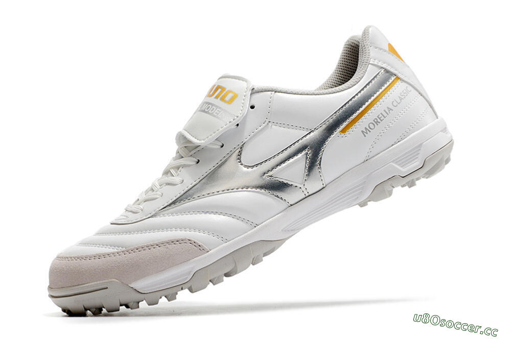 Men's Mizuno Morelia Sala Classic TF Artificial Turf Low-Tops Football Shoes - White/Silver 5