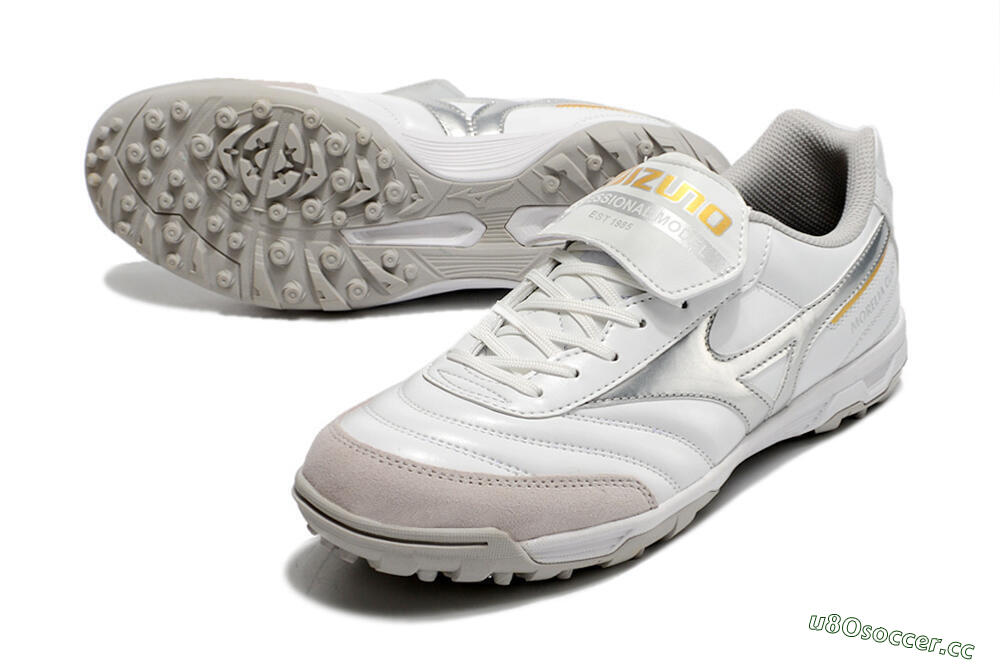 Men's Mizuno Morelia Sala Classic TF Artificial Turf Low-Tops Football Shoes - White/Silver 3