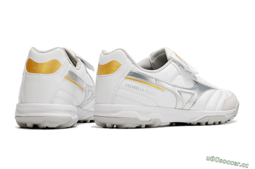 Men's Mizuno Morelia Sala Classic TF Artificial Turf Low-Tops Football Shoes - White/Silver 6