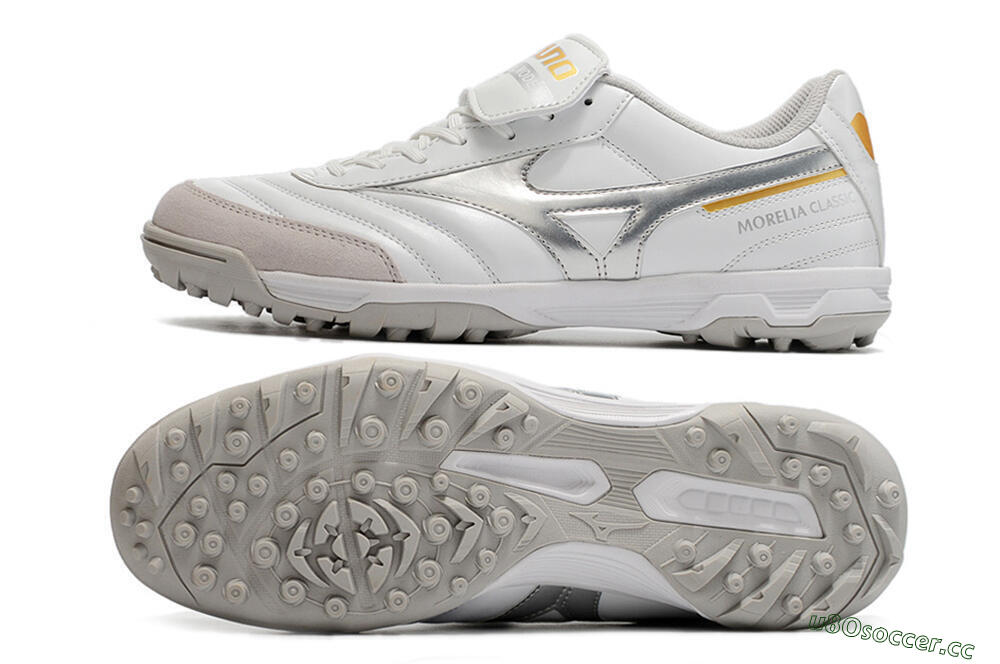 Men's Mizuno Morelia Sala Classic TF Artificial Turf Low-Tops Football Shoes - White/Silver 1