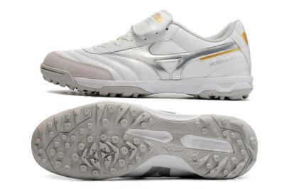 Men's Mizuno Morelia Sala Classic TF Artificial Turf Low-Tops Football Shoes - White/Silver