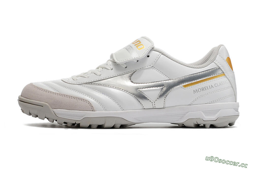 Men's Mizuno Morelia Sala Classic TF Artificial Turf Low-Tops Football Shoes - White/Silver 0