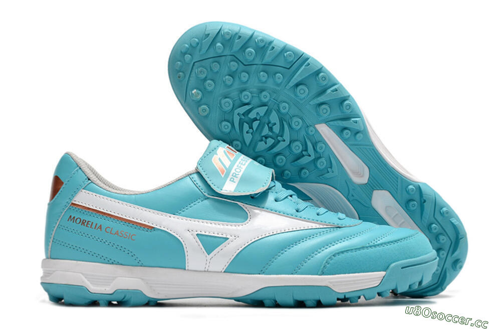 Men's Mizuno Morelia Sala Classic TF Artificial Turf Low-Tops Football Shoes - Blue/White 2