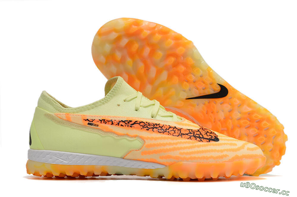 Men's Nike React Phantom GX Pro TF Artificial Turf Low-Tops Football Shoes - Orange/Green 2