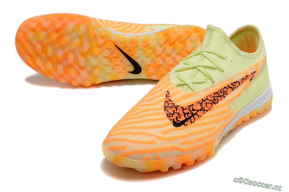 Men's Nike React Phantom GX Pro TF Artificial Turf Low-Tops Football Shoes - Orange/Green 3