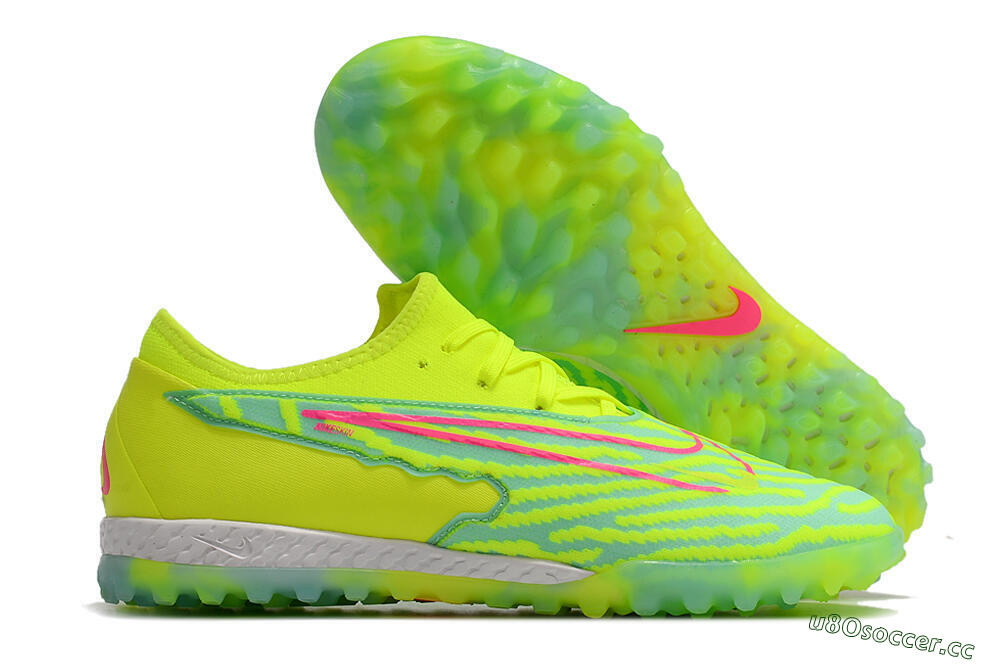 Men's Nike React Phantom GX Pro TF Artificial Turf Low-Tops Football Shoes - Green/Pink 2
