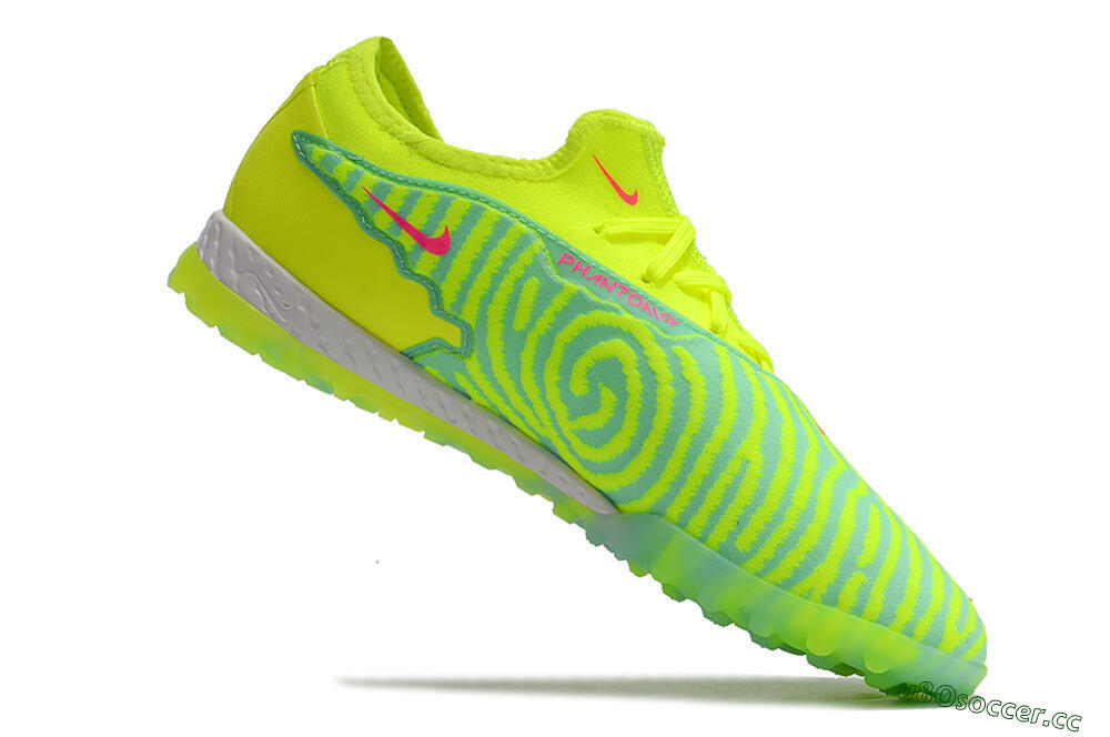 Men's Nike React Phantom GX Pro TF Artificial Turf Low-Tops Football Shoes - Green/Pink 4