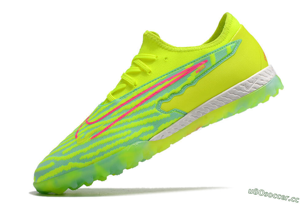 Men's Nike React Phantom GX Pro TF Artificial Turf Low-Tops Football Shoes - Green/Pink 5