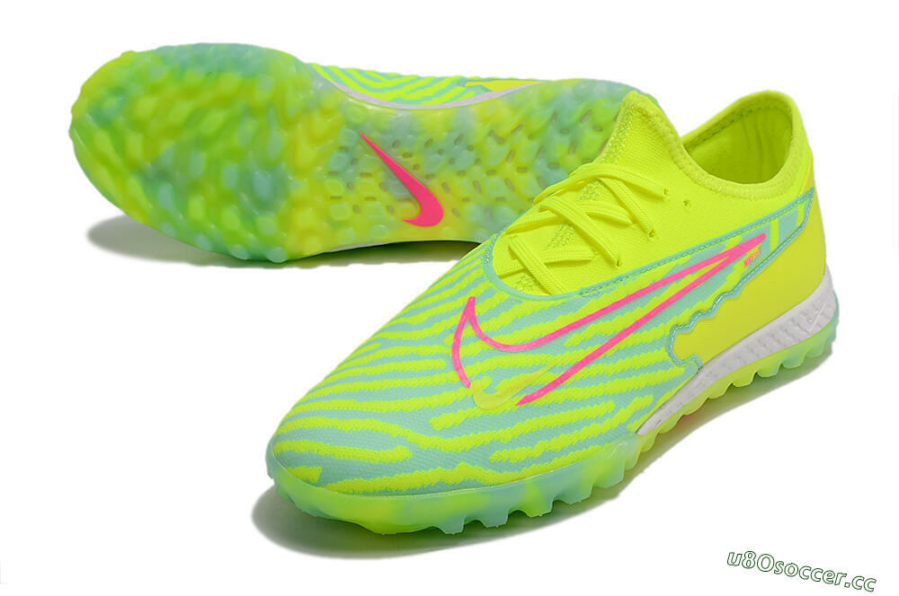 Men's Nike React Phantom GX Pro TF Artificial Turf Low-Tops Football Shoes - Green/Pink 3