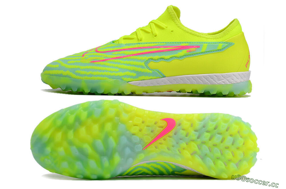 Men's Nike React Phantom GX Pro TF Artificial Turf Low-Tops Football Shoes - Green/Pink 1