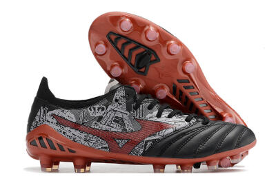 Men's Mizuno Morelia Neo 3 Japan FG Firm Ground Low-Tops Football Boots - Black/White/Red