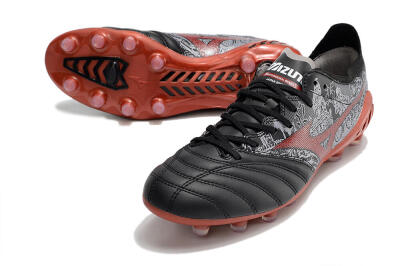 Men's Mizuno Morelia Neo 3 Japan FG Firm Ground Low-Tops Football Boots - Black/White/Red