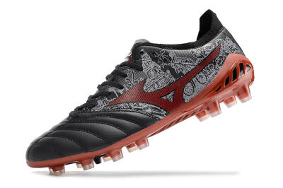 Men's Mizuno Morelia Neo 3 Japan FG Firm Ground Low-Tops Football Boots - Black/White/Red