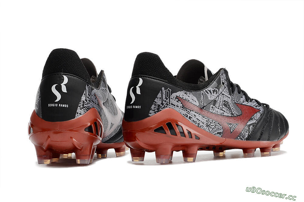 Men's Mizuno Morelia Neo 3 Japan FG Firm Ground Low-Tops Football Boots - Black/White/Red 6