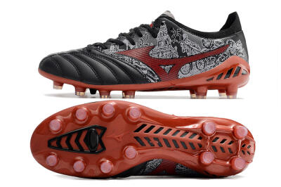 Men's Mizuno Morelia Neo 3 Japan FG Firm Ground Low-Tops Football Boots - Black/White/Red