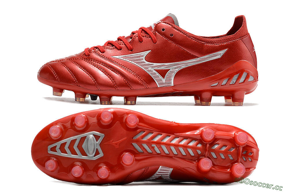 Men's Mizuno Morelia Neo 3 Japan FG Firm Ground Low-Tops Football Boots - Red/White 1