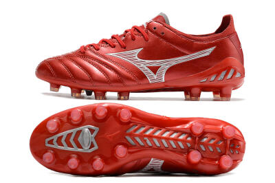 Men's Mizuno Morelia Neo 3 Japan FG Firm Ground Low-Tops Football Boots - Red/White