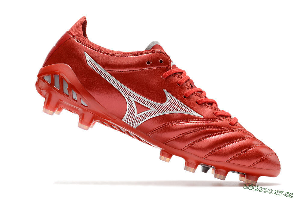 Men's Mizuno Morelia Neo 3 Japan FG Firm Ground Low-Tops Football Boots - Red/White 4