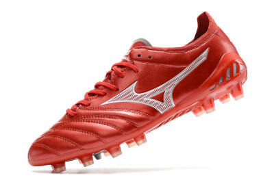 Men's Mizuno Morelia Neo 3 Japan FG Firm Ground Low-Tops Football Boots - Red/White