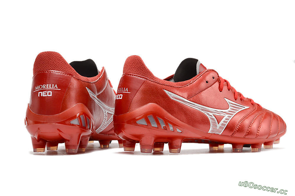 Men's Mizuno Morelia Neo 3 Japan FG Firm Ground Low-Tops Football Boots - Red/White 6