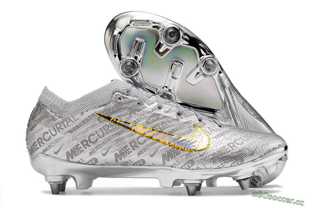 Men's Nike Air Zoom Mercurial Vapor 15 Elite SG Soft Ground Low-Tops Football Boots - Silver/Gold 2