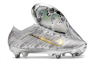 Men's Nike Air Zoom Mercurial Vapor 15 Elite SG Soft Ground Low-Tops Football Boots - Silver/Gold