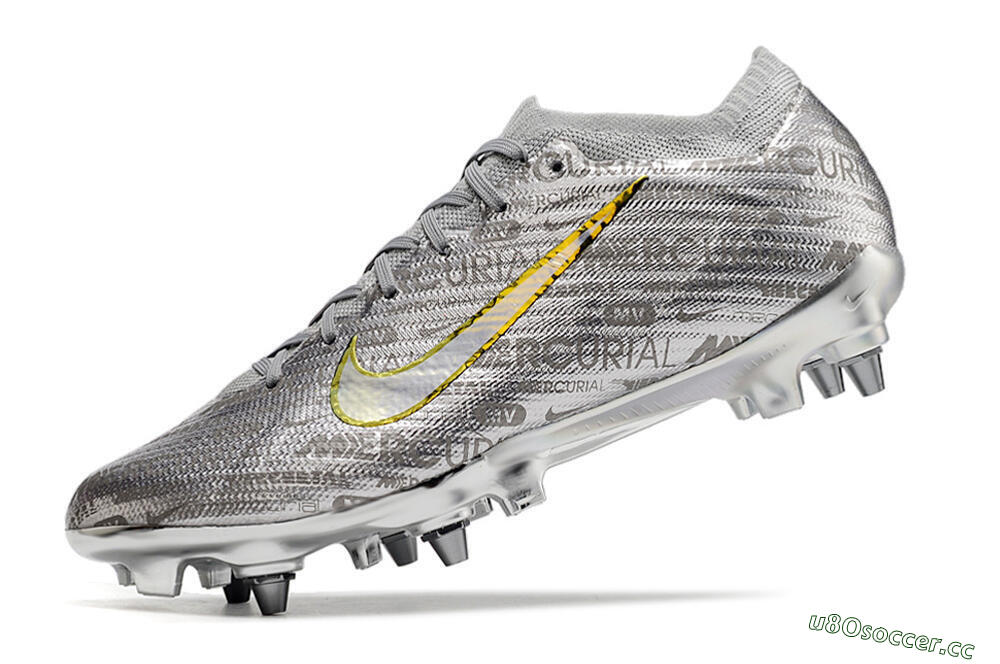 Men's Nike Air Zoom Mercurial Vapor 15 Elite SG Soft Ground Low-Tops Football Boots - Silver/Gold 5