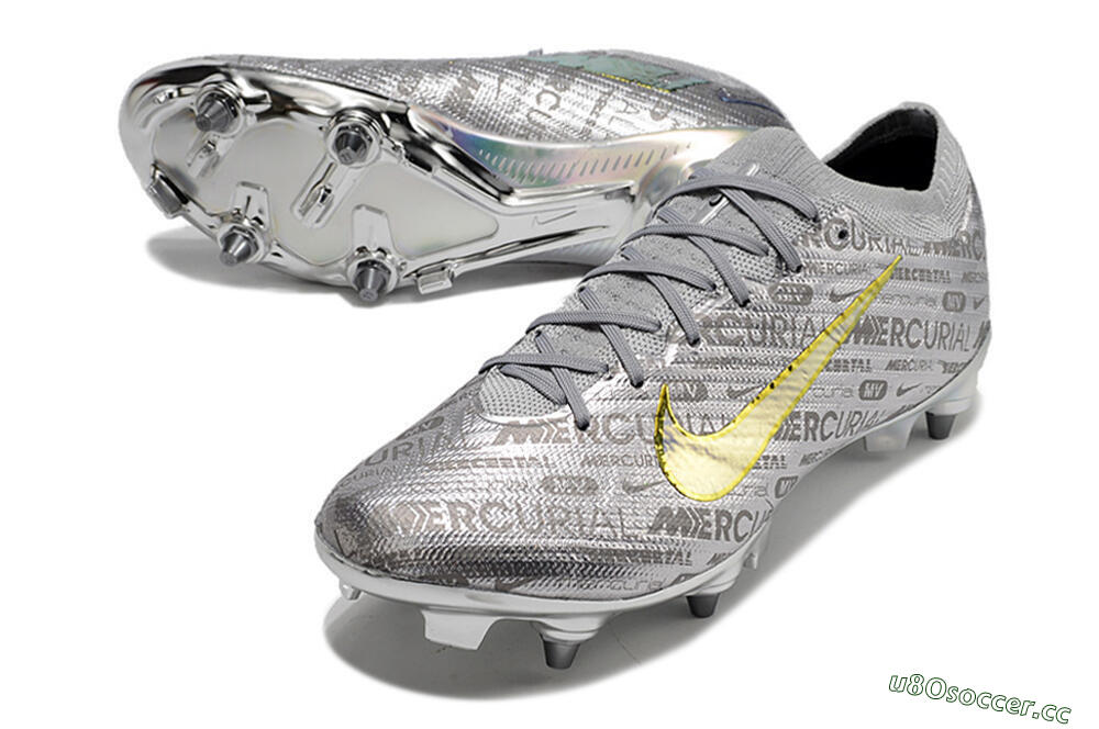 Men's Nike Air Zoom Mercurial Vapor 15 Elite SG Soft Ground Low-Tops Football Boots - Silver/Gold 3