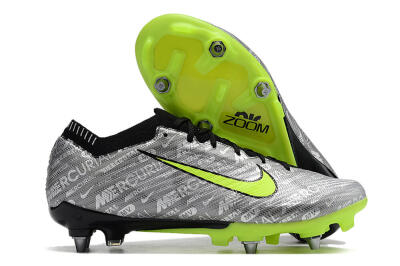 Men's Nike Air Zoom Mercurial Vapor 15 Elite SG Soft Ground Low-Tops Football Boots - Silver/Green/Black