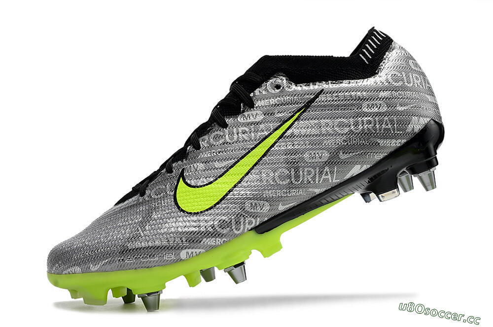 Men's Nike Air Zoom Mercurial Vapor 15 Elite SG Soft Ground Low-Tops Football Boots - Silver/Green/Black 5