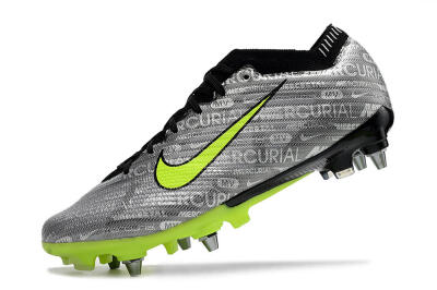 Men's Nike Air Zoom Mercurial Vapor 15 Elite SG Soft Ground Low-Tops Football Boots - Silver/Green/Black