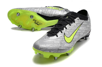 Men's Nike Air Zoom Mercurial Vapor 15 Elite SG Soft Ground Low-Tops Football Boots - Silver/Green/Black