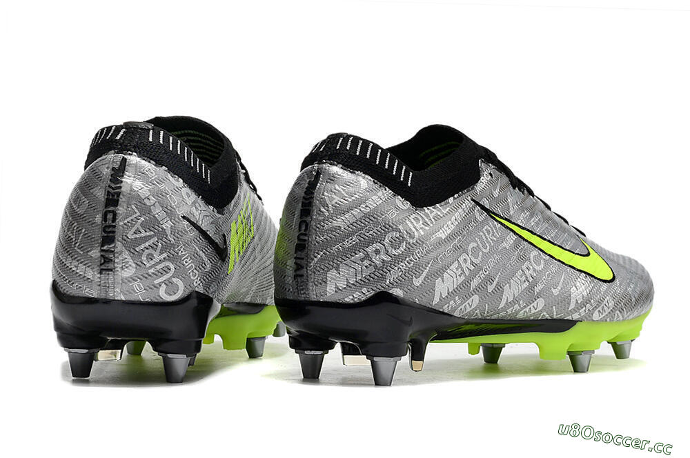 Men's Nike Air Zoom Mercurial Vapor 15 Elite SG Soft Ground Low-Tops Football Boots - Silver/Green/Black 6
